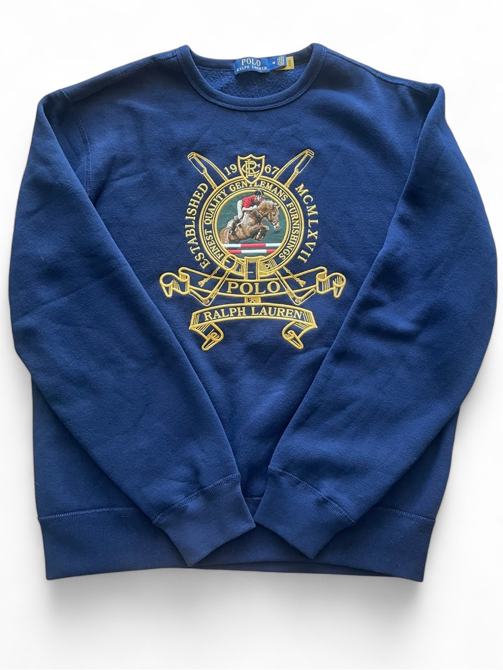 Polo by Ralph Lauren Men’s Navy Crest Crewneck Sweatshirt